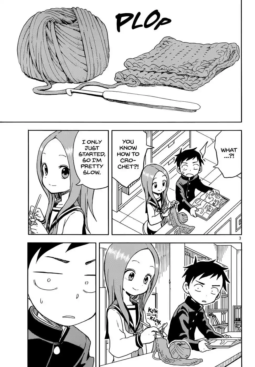 Karakai Jouzu no Takagi san Ch. 97 Crocheting
