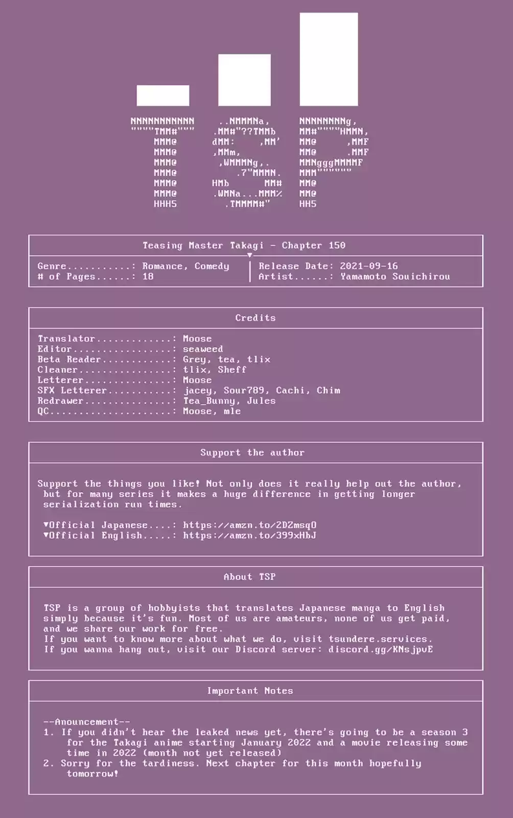 Karakai Jouzu No Takagi-San Chapter 150