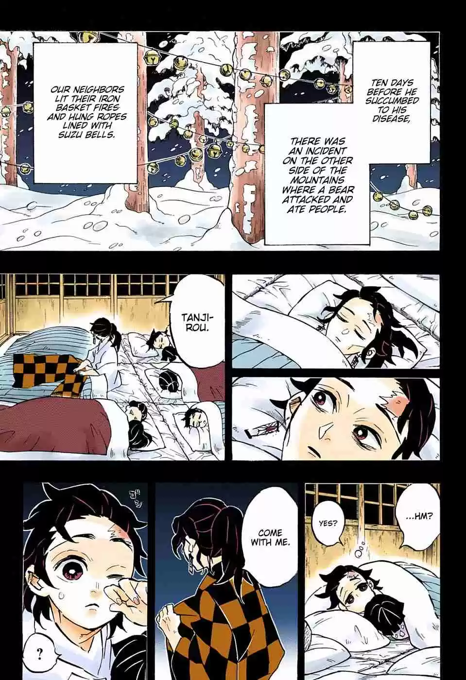 Kimetsu no Yaiba Digital Colored Comics Ch. 151 A Bell Rings on a Snowy Moonlit Night