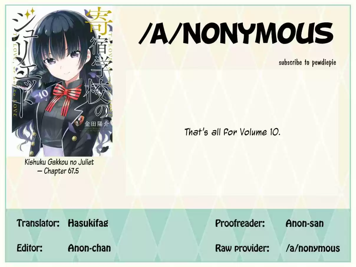 Kishuku Gakkou no Juliet Vol. 10 Ch. 67.5 Volume 10 Extras
