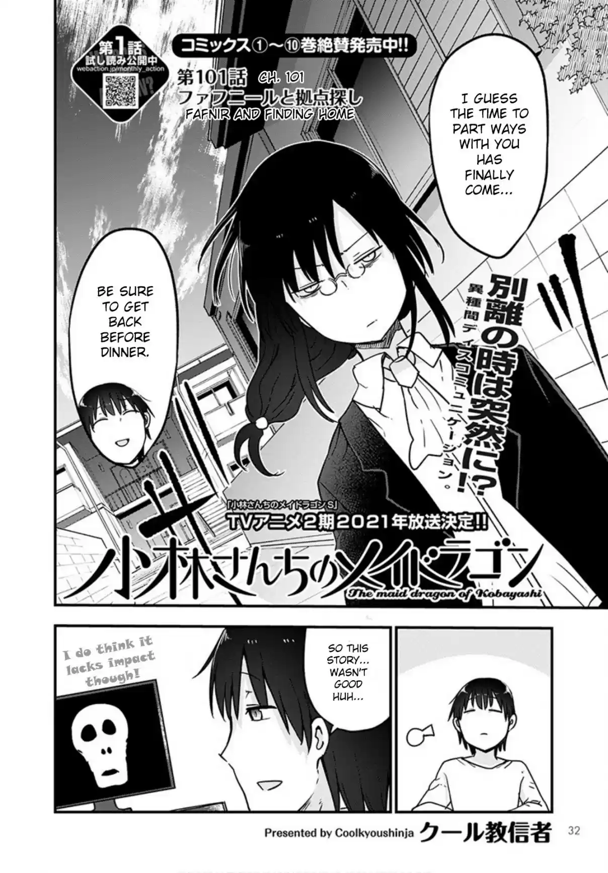 Kobayashi san Chi no Maid Dragon Ch. 101 Fafnir and Finding Home