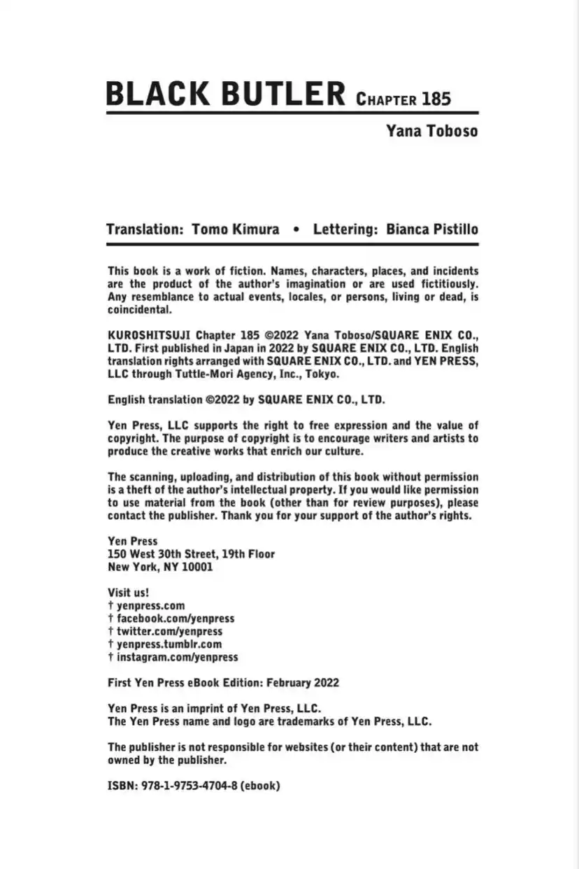 Kuroshitsuji Chapter 185