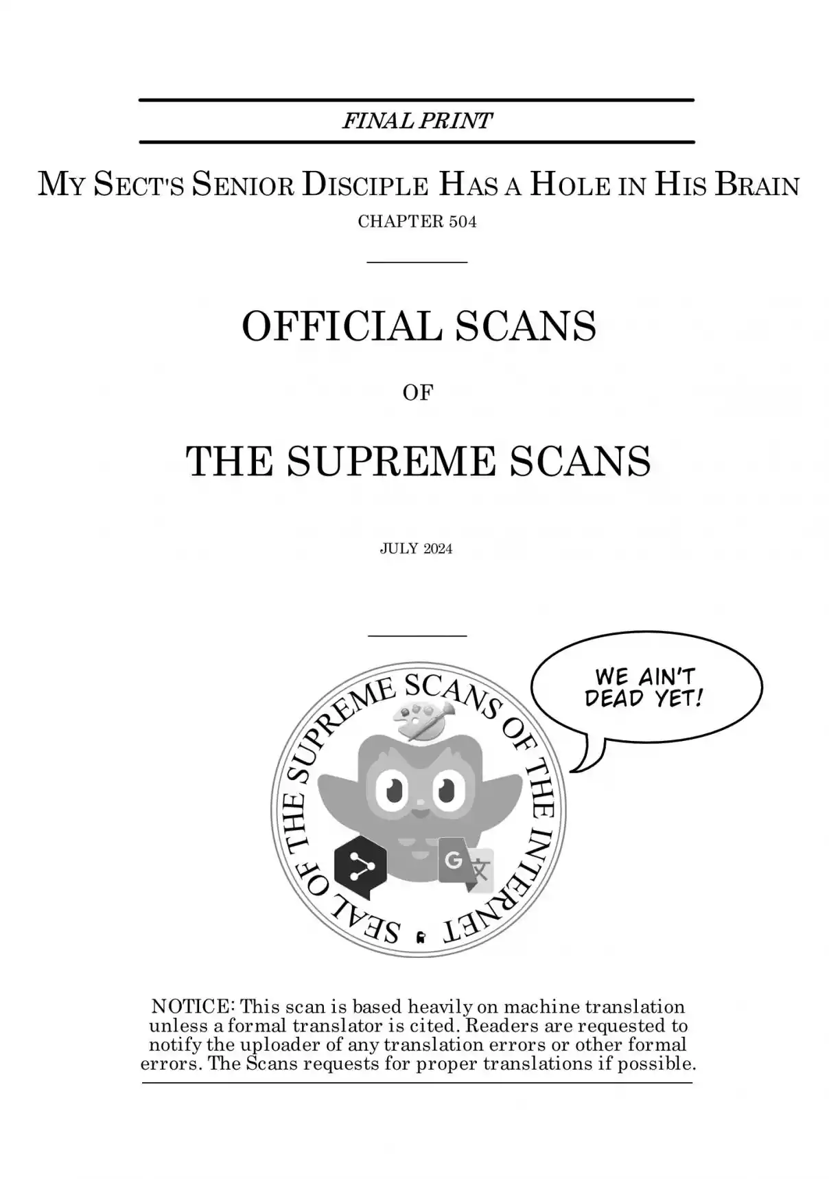 My Sect's Senior Disciple Has a Hole in His Brain 504