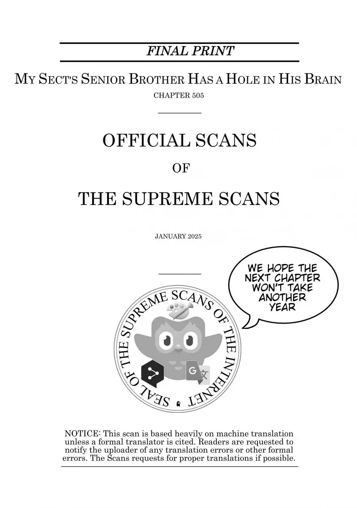 My Sect's Senior Disciple Has a Hole in His Brain 505