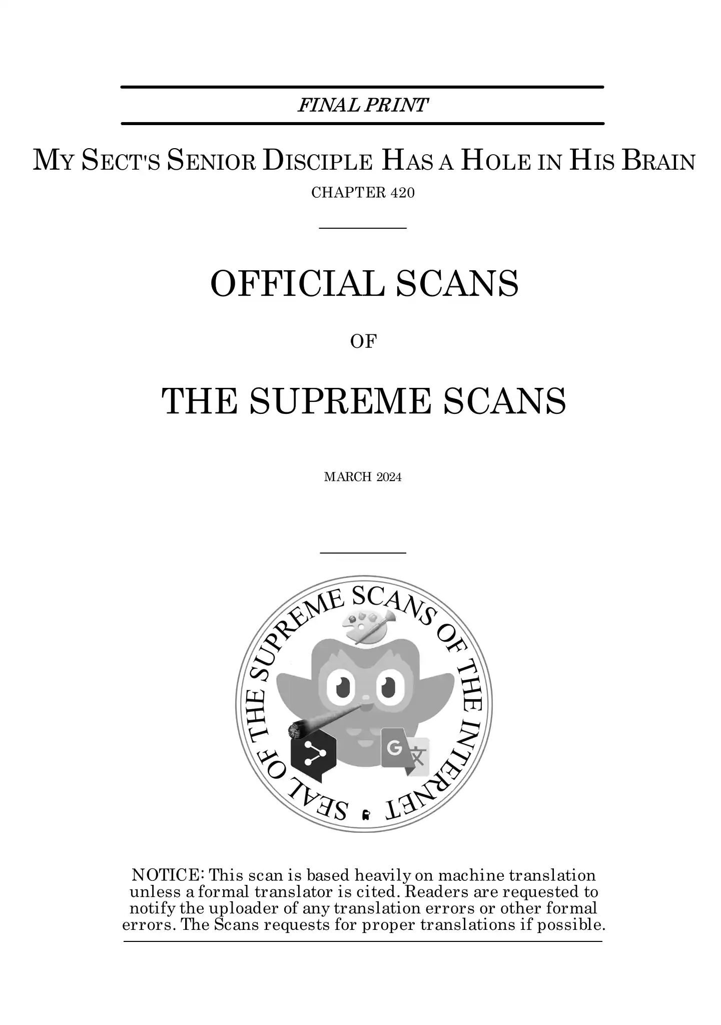 My Sect's Senior Disciple Has A Hole In His Brain Chapter 420