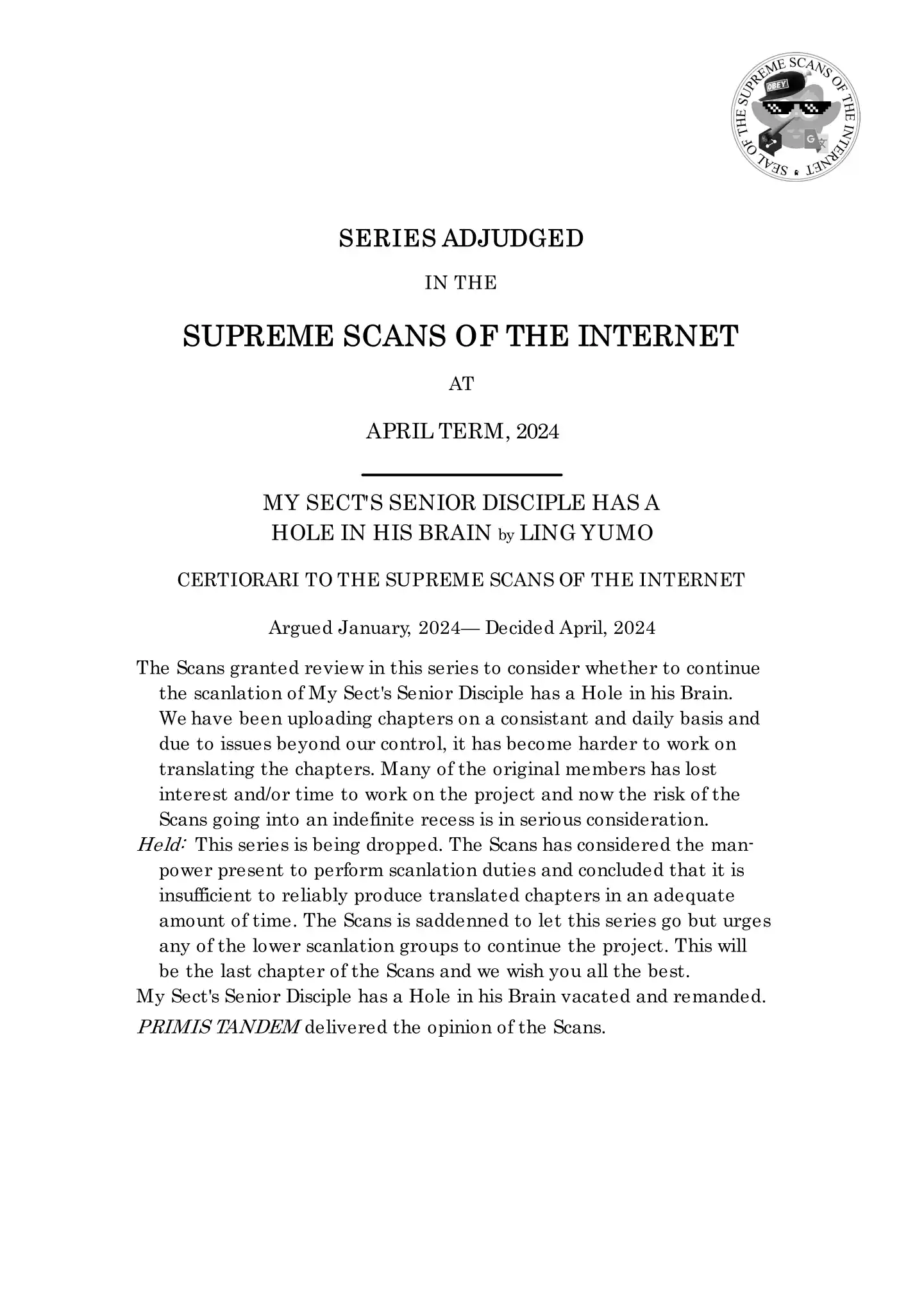 My Sect's Senior Disciple Has A Hole In His Brain Chapter 425