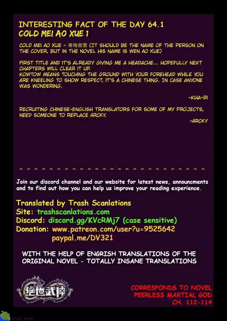 Peerless Martial God Ch. 64.1 Cold Mei Ao Xue