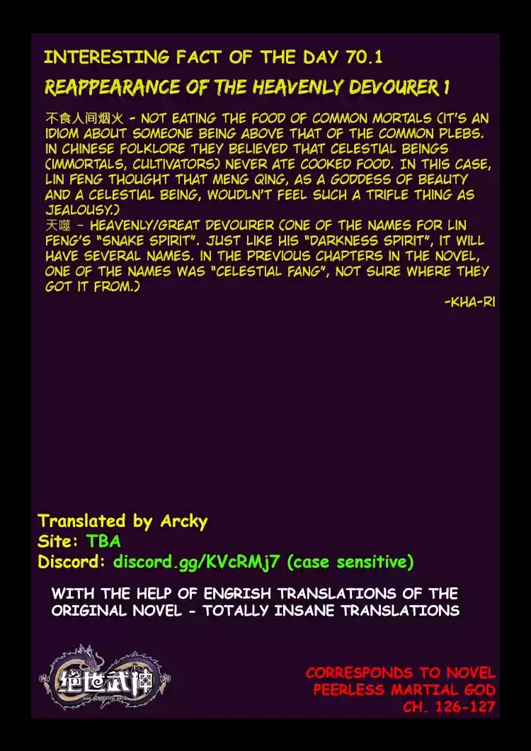 Peerless Martial God Vol. 1 Ch. 70.1 Reappearance of the Heavenly Devourer(1)