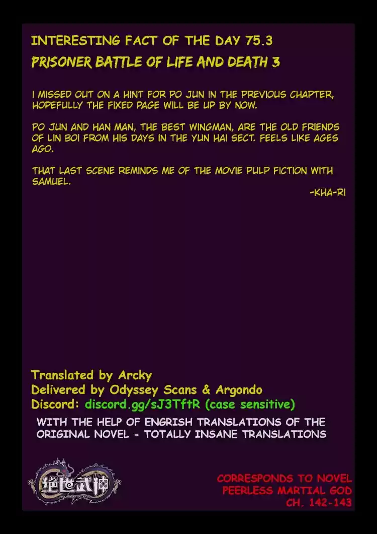 Peerless Martial God Vol. 1 Ch. 75.3 Prisoner Battle of Life and Death(3)