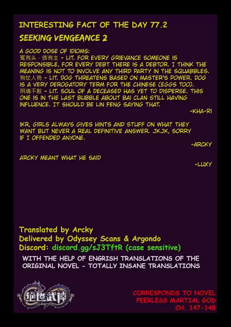 Peerless Martial God Vol. 1 Ch. 77.2 Seeking Vengeance(2)