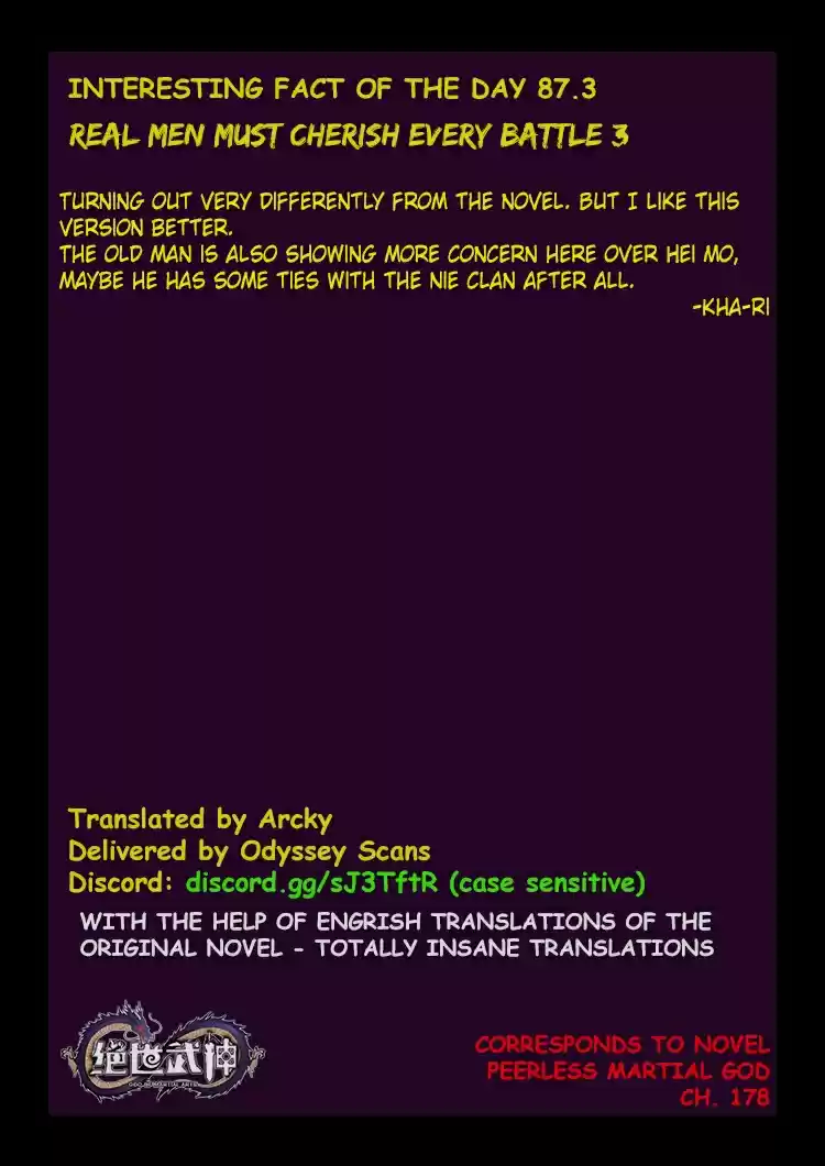 Peerless Martial God Vol. 1 Ch. 87.3 Real Men Must Cherish Every Battle(3)