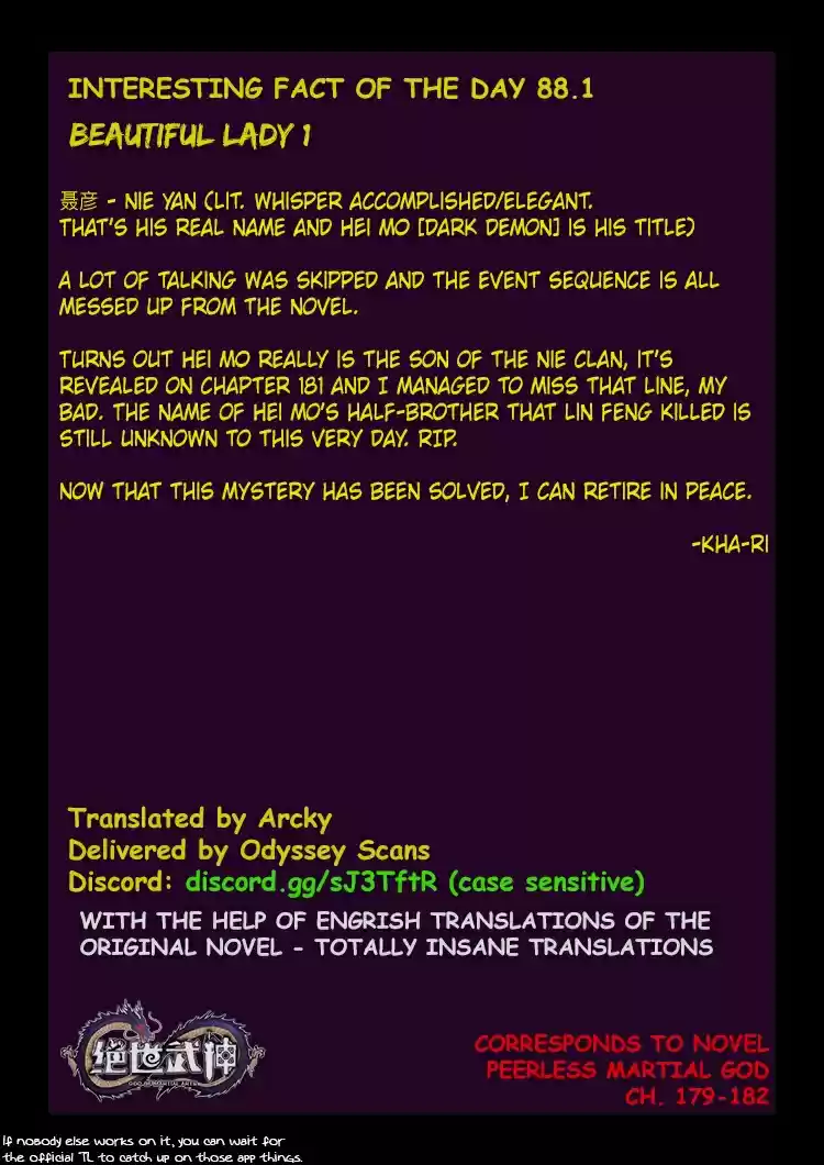 Peerless Martial God Vol. 1 Ch. 88.1 Beautiful Lady