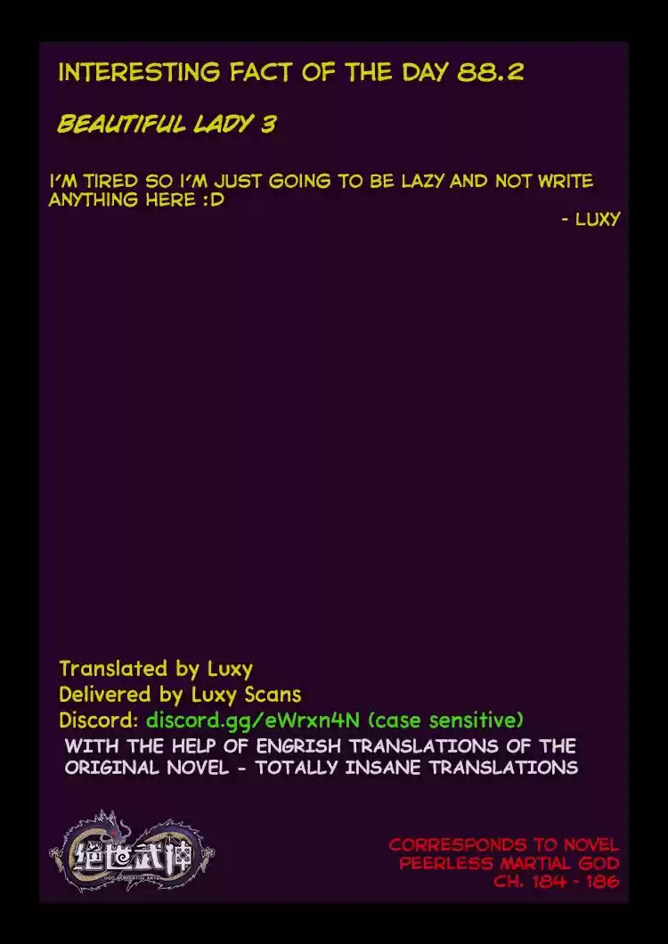 Peerless Martial God Vol. 1 Ch. 88.3 Beautiful Lady(3)