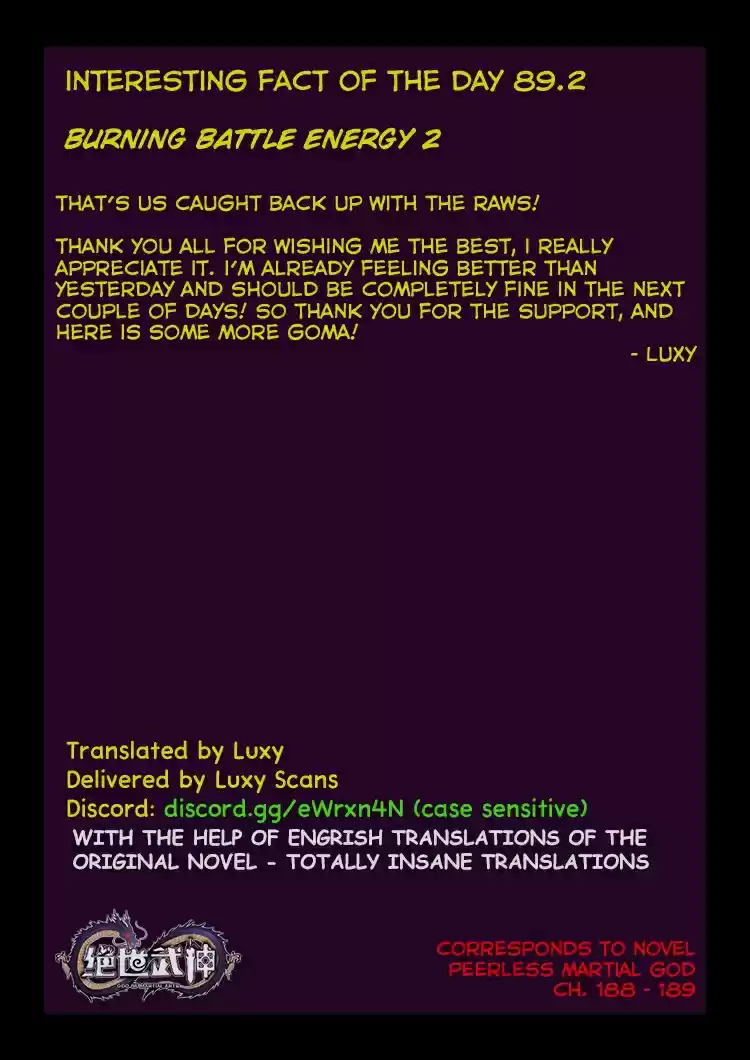 Peerless Martial God Vol. 1 Ch. 89.2 Burning Battle Energy(2)