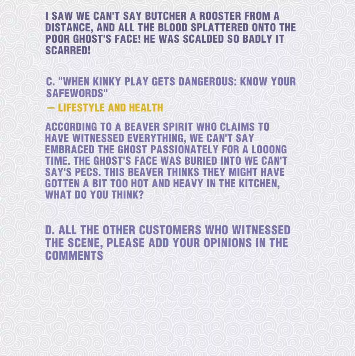 Pixiu's Eatery, No Way Out 19.2 You'll be Alright