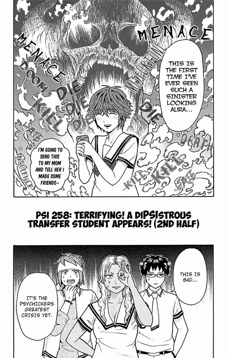 Saiki Kusuo no PSI Nan Vol. 24 Ch. 258 Terrifying! A DiPSIstrous Transfer Student Appears! (Second Half)