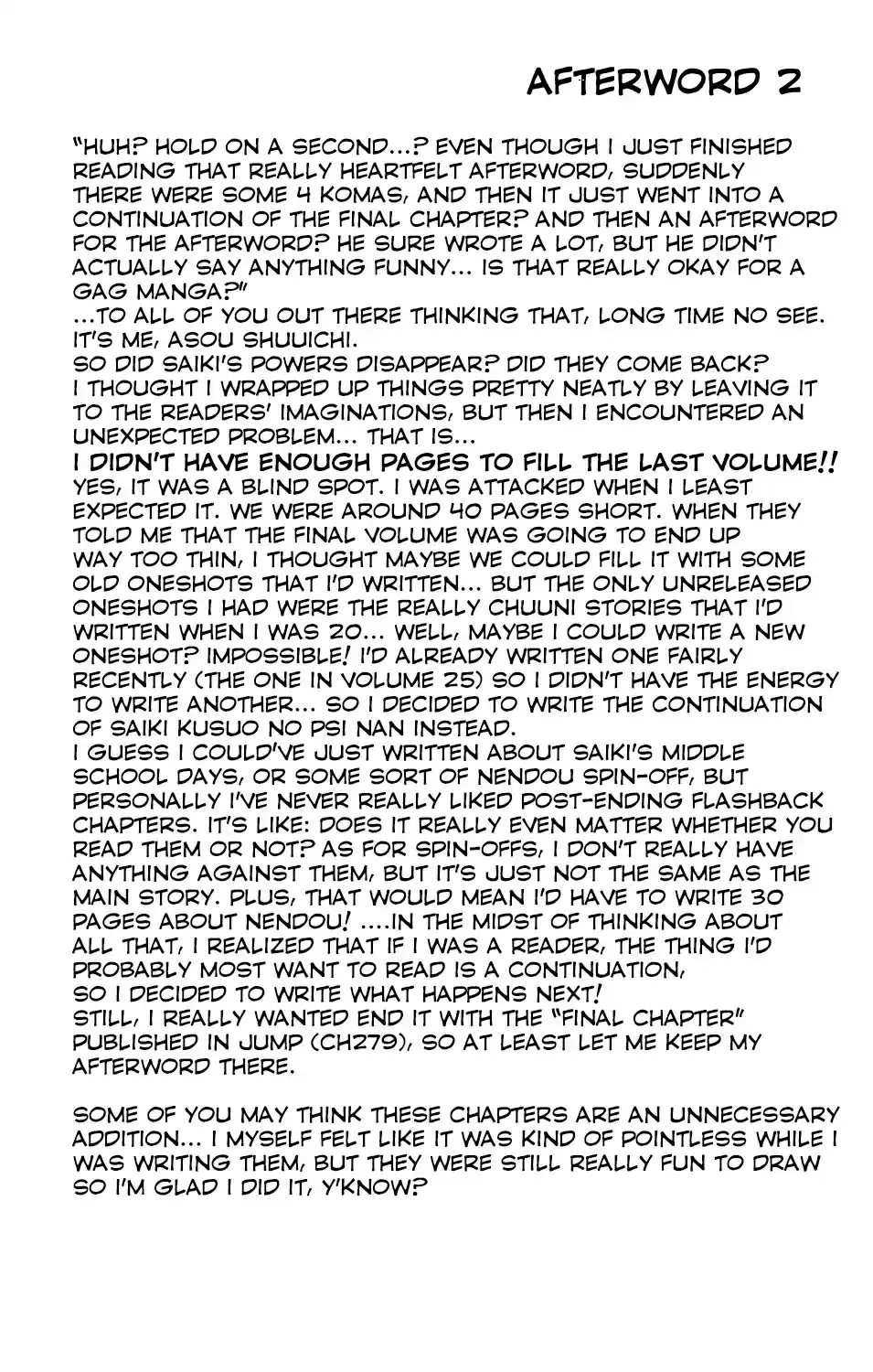 Saiki Kusuo no PSI Nan Vol. 26 Ch. 280 The RePSIval of Saiki Kusuo (First Half)