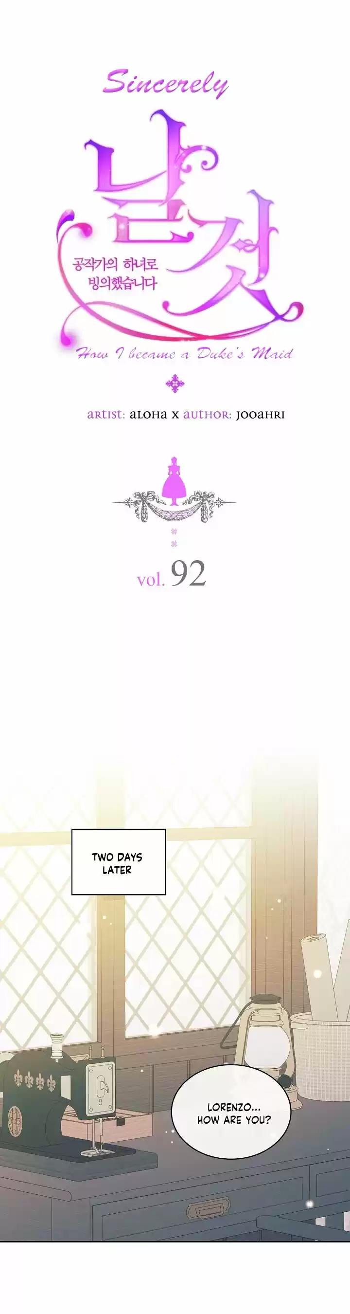 Sincerely: I Became A Duke's Maid Chapter 92