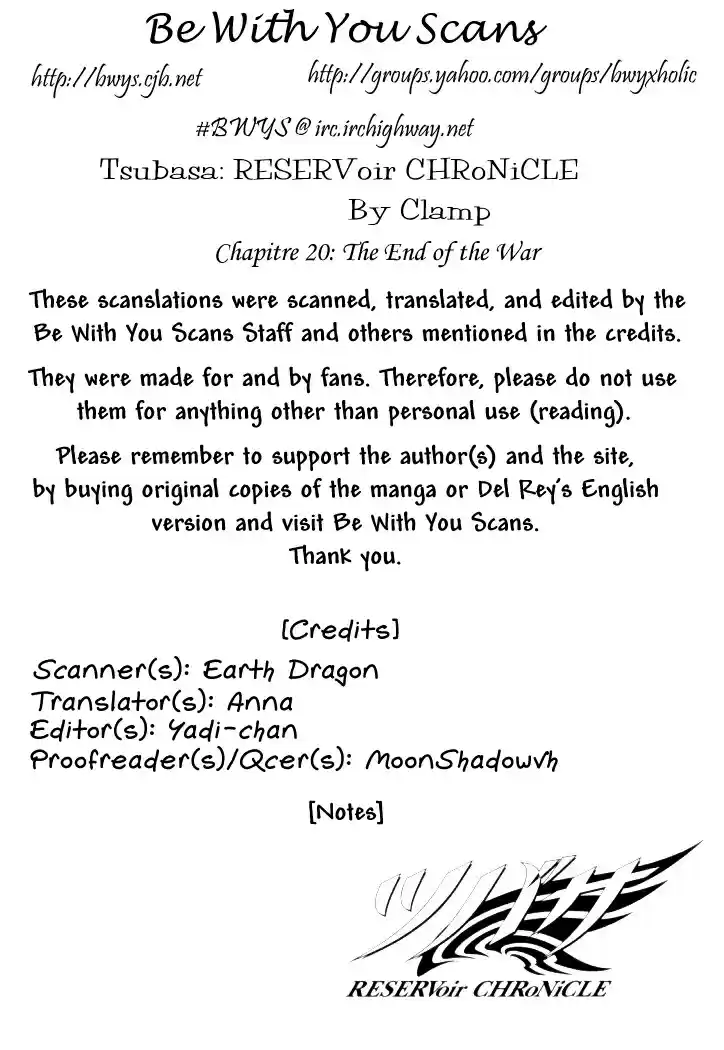 Tsubasa RESERVoir CHRoNiCLE Vol. 3 Ch. 20 End of the War