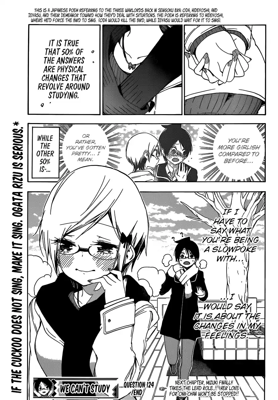 We Can't Study Question 124