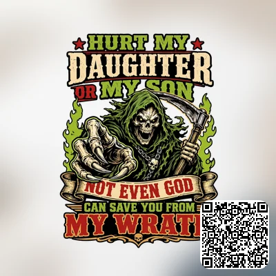 A hurt my daughter or my son not even god can save you from my wrath design featuring png file, sublimation, digital download.