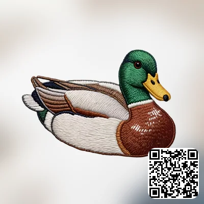A embroidered duck design featuring png file, sublimation, digital download.