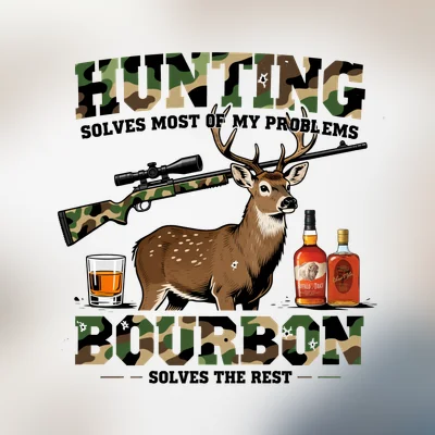 A hunting solves most of my problems bourbon solves the rest design featuring png file, sublimation, digital download.