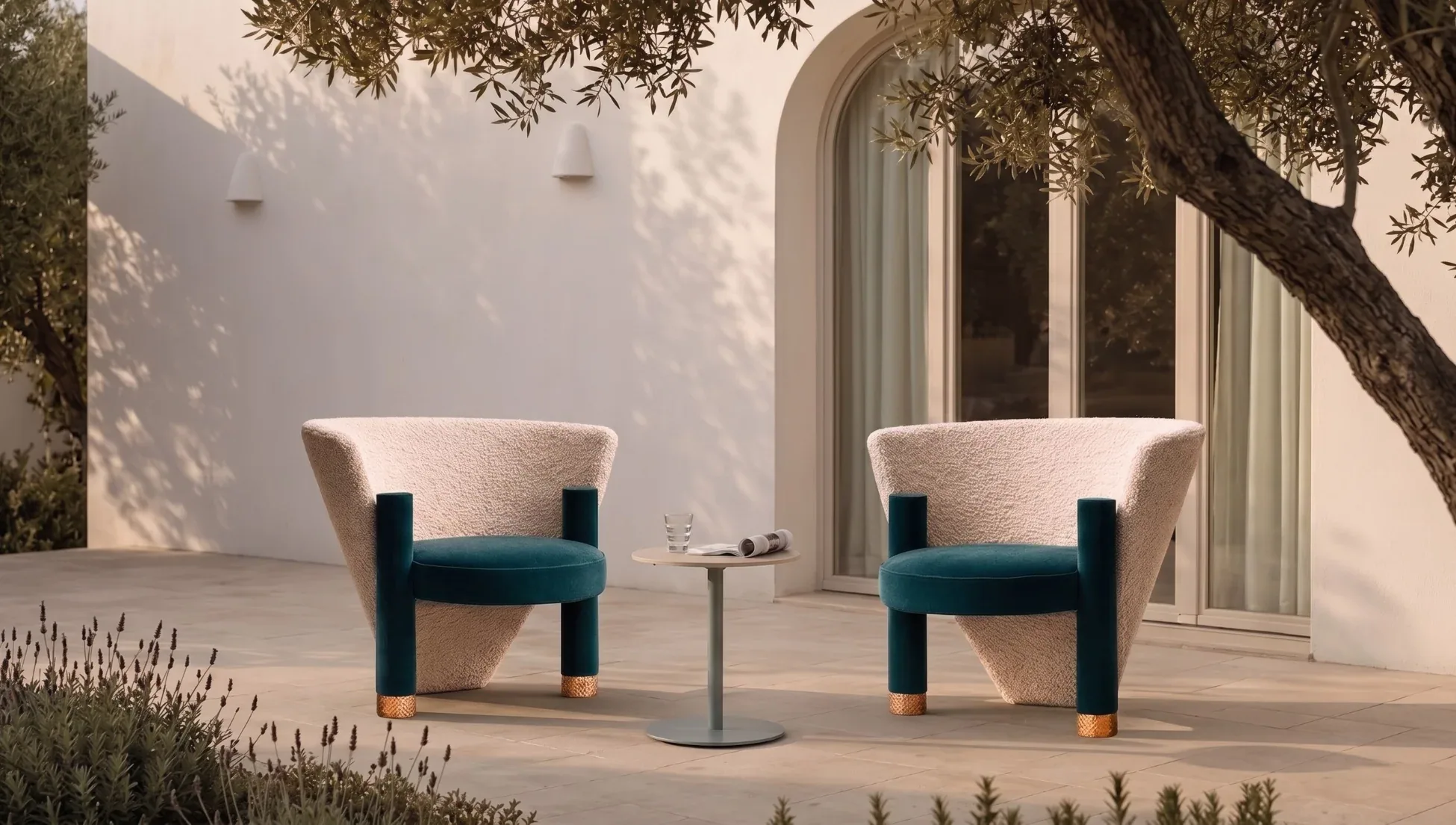 Upholstered in two.