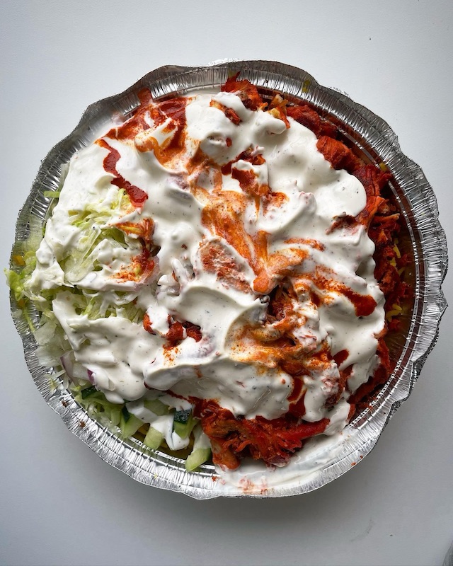 Photo of the food from above from the cart located at 125th Street and Broadway Avenue