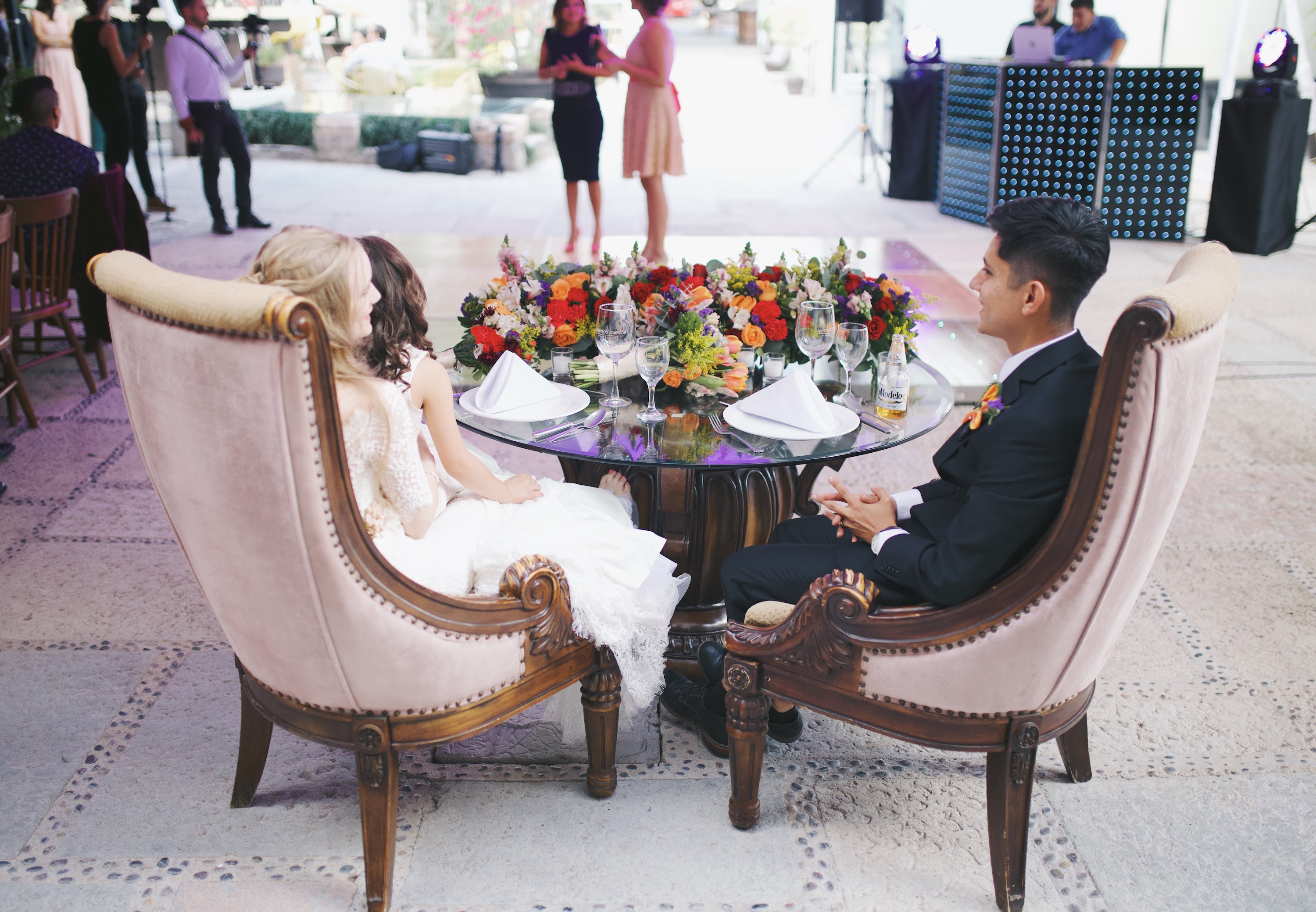 Bride and Groom Sharing a Moment at Wedding Reception