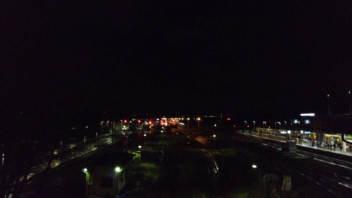 Nighttime Train Station View