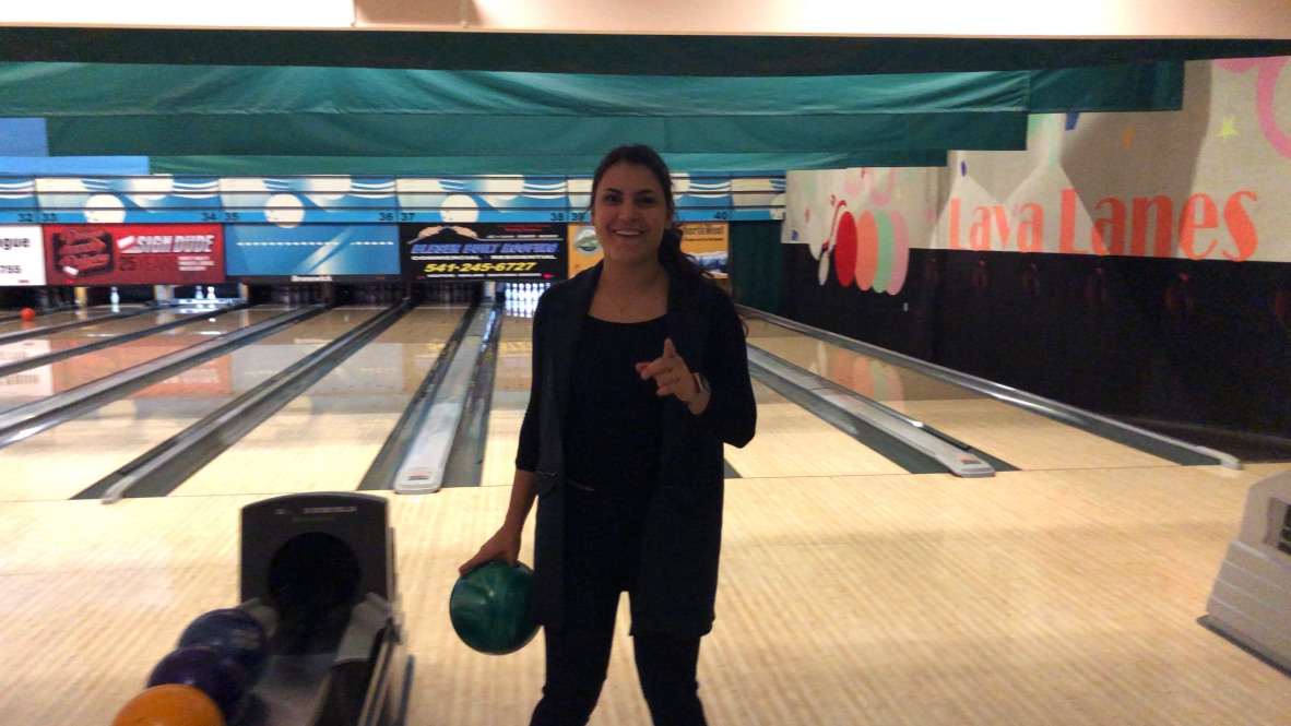 Woman Bowling at Lava Lanes