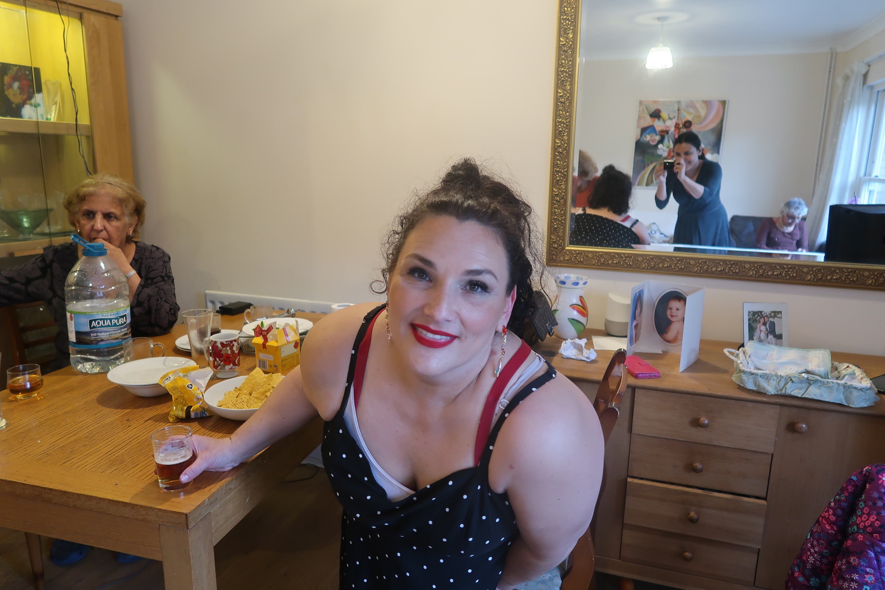 Woman Posing at Family Gathering