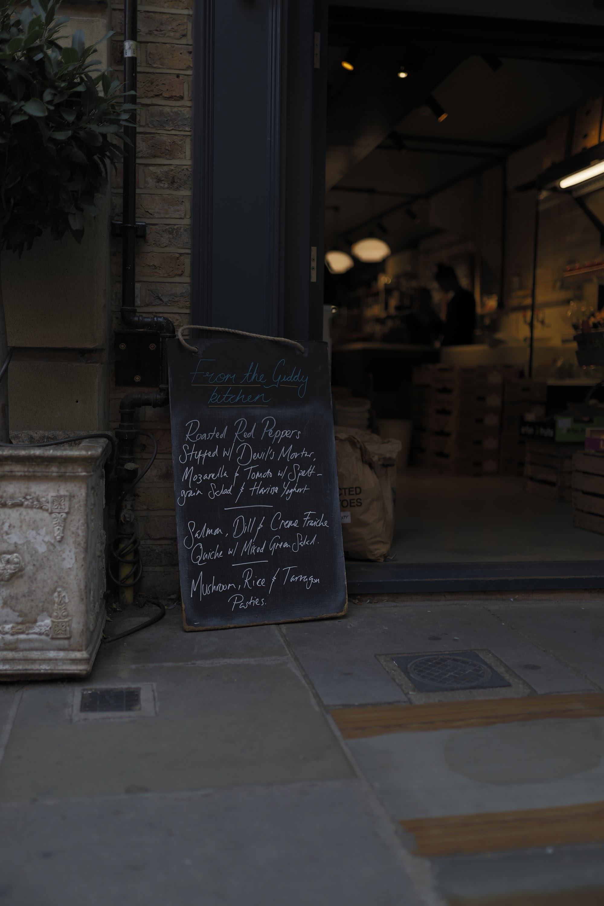 Chalkboard Menu Outside Restaurant Entrance