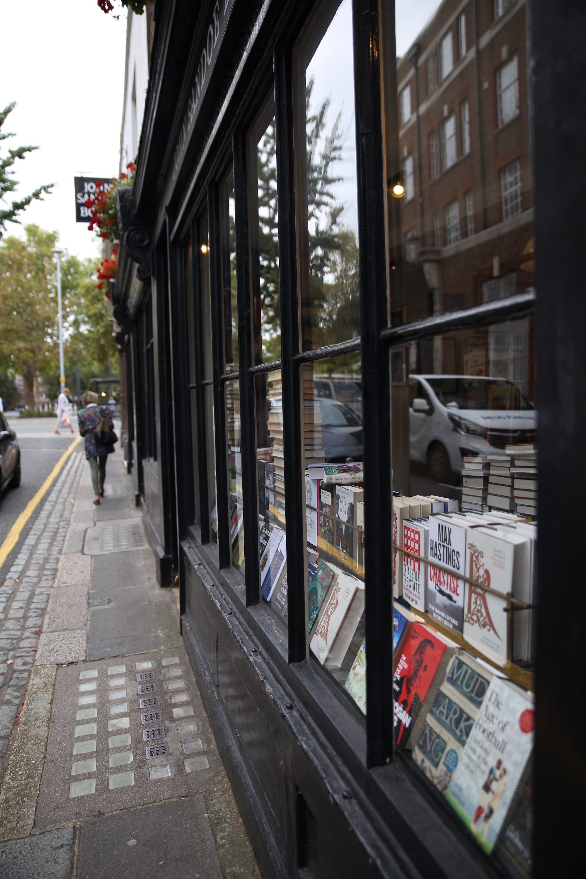 Bookstore Window Display on City Street