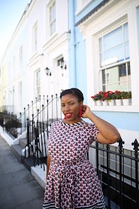Street Fashion Portrait in Front of Blue London Townhouse
