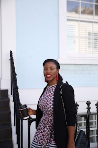 Street Fashion Portrait in Front of Blue London Townhouse