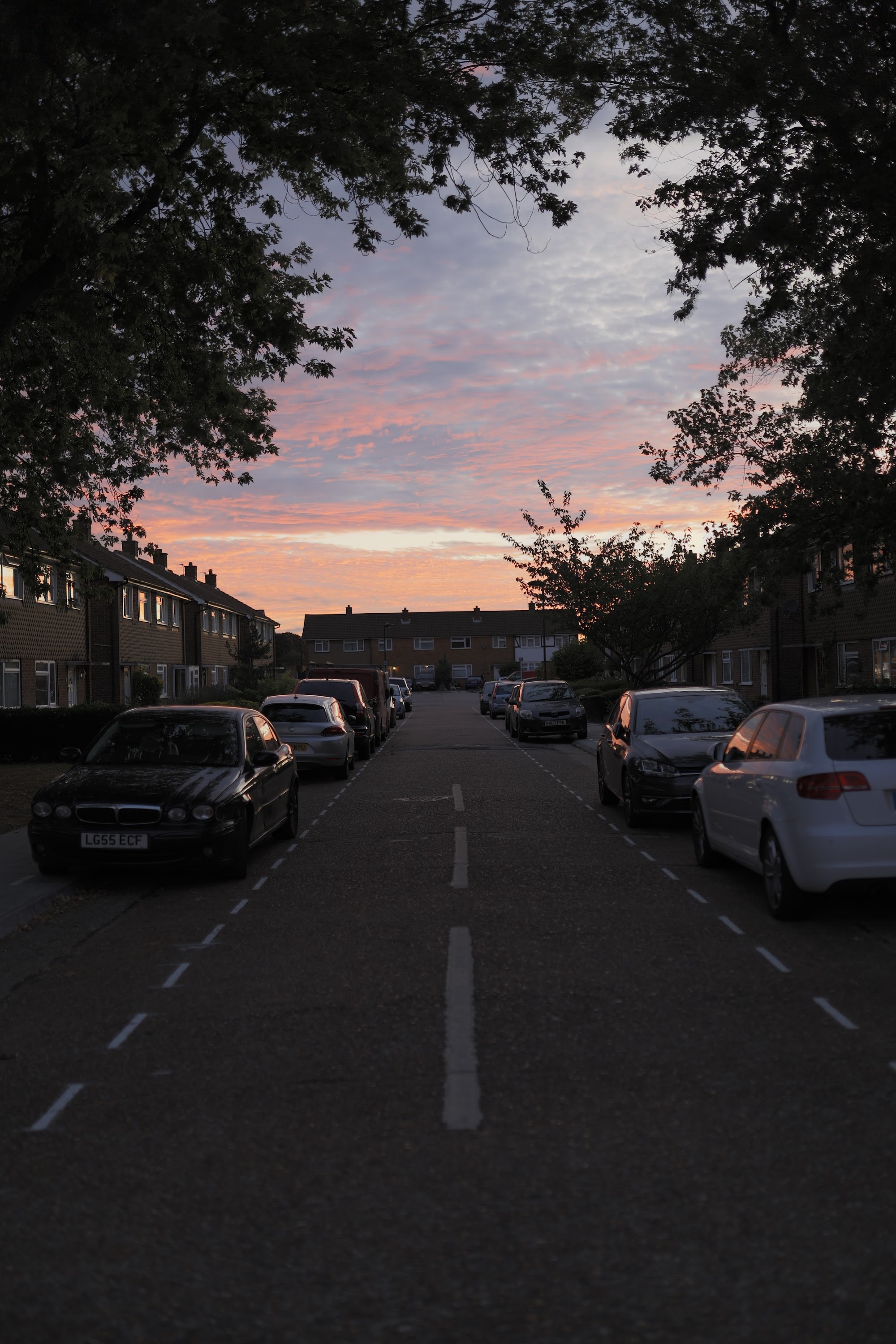 Sunset Over a Residential Street