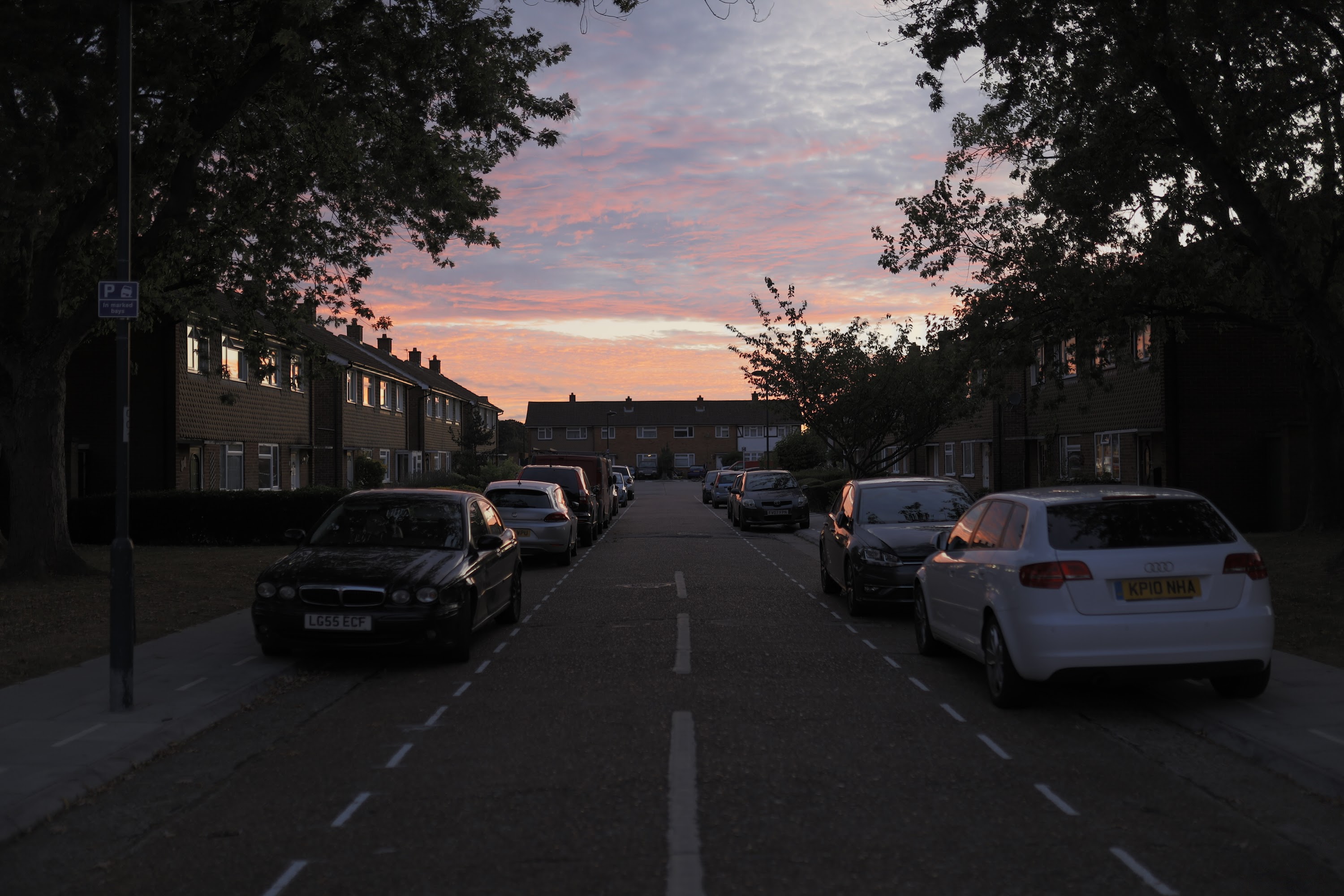 Sunset Over a Residential Street