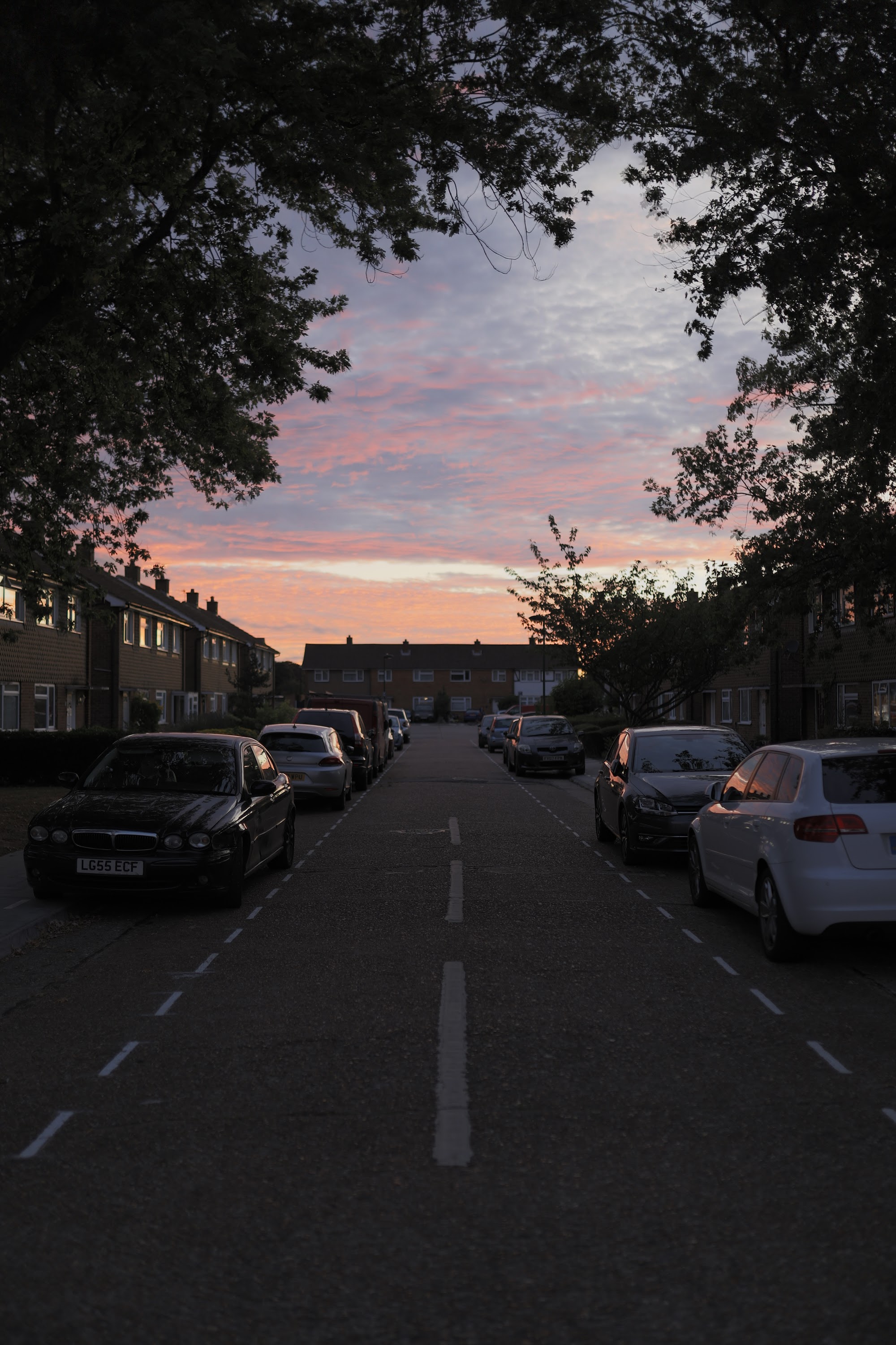 Sunset Over a Residential Street