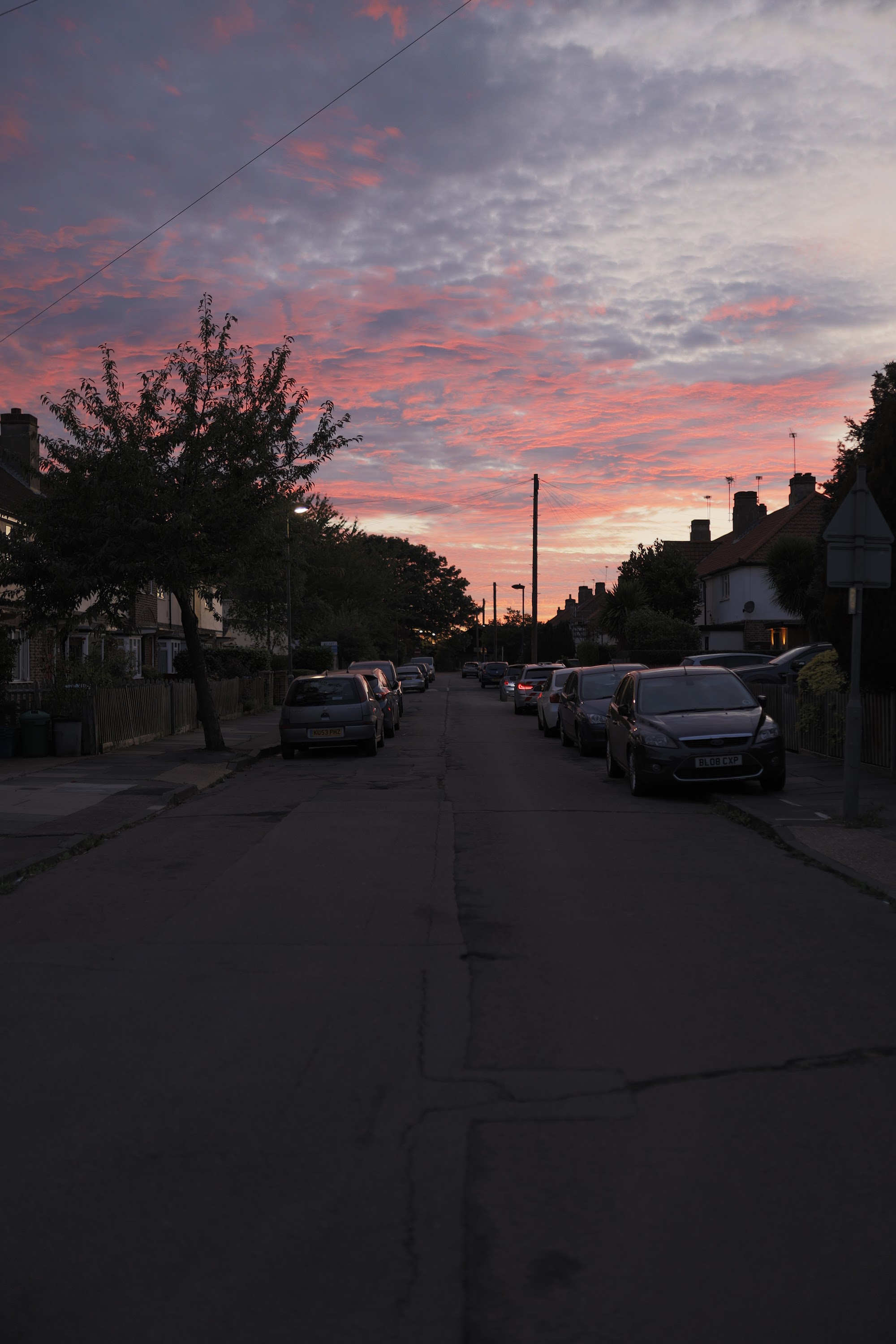 Sunset Over a Quiet Residential Street
