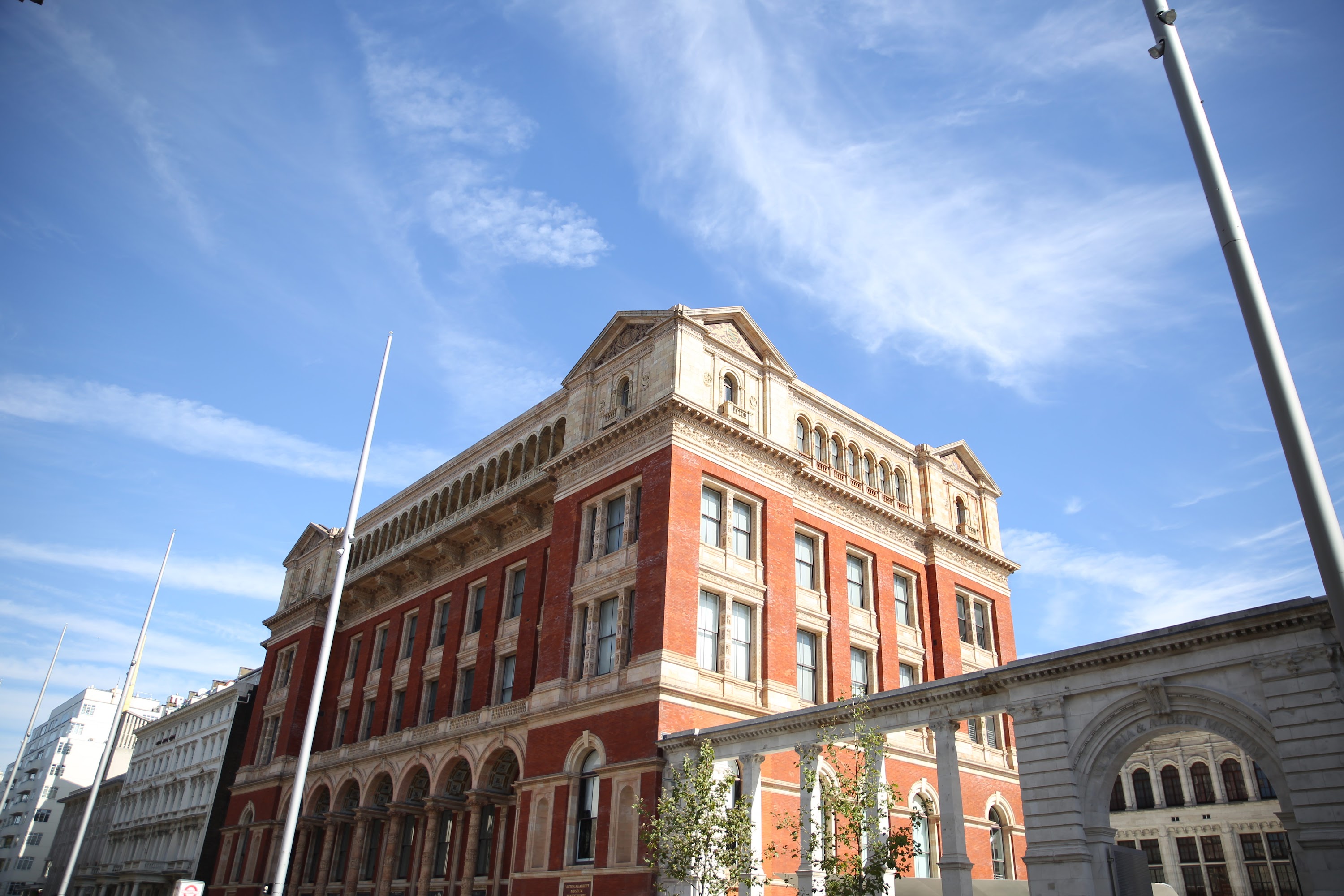 Red brick historic building under blue sky