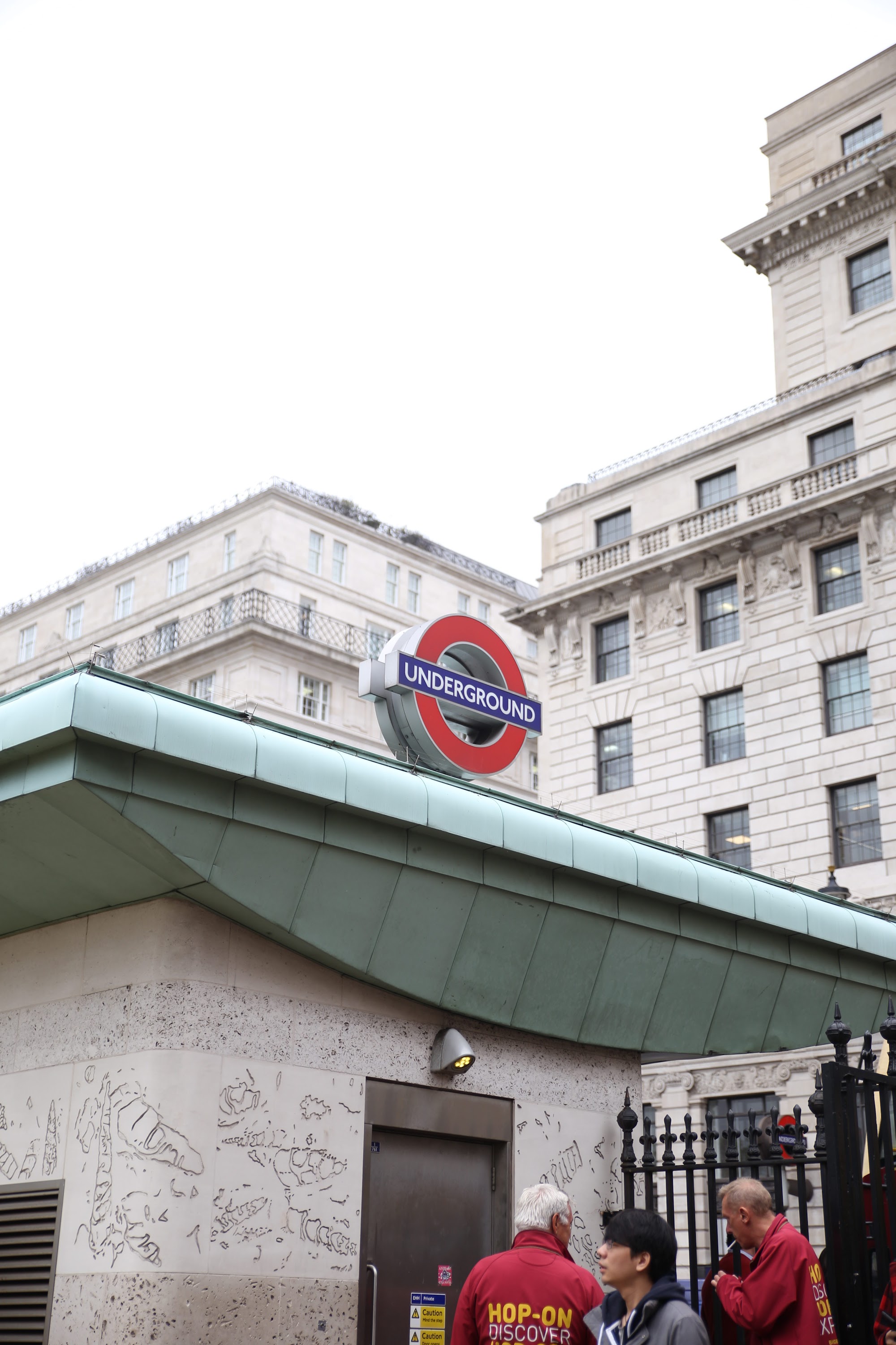 London Underground entrance with iconic roundel sign
