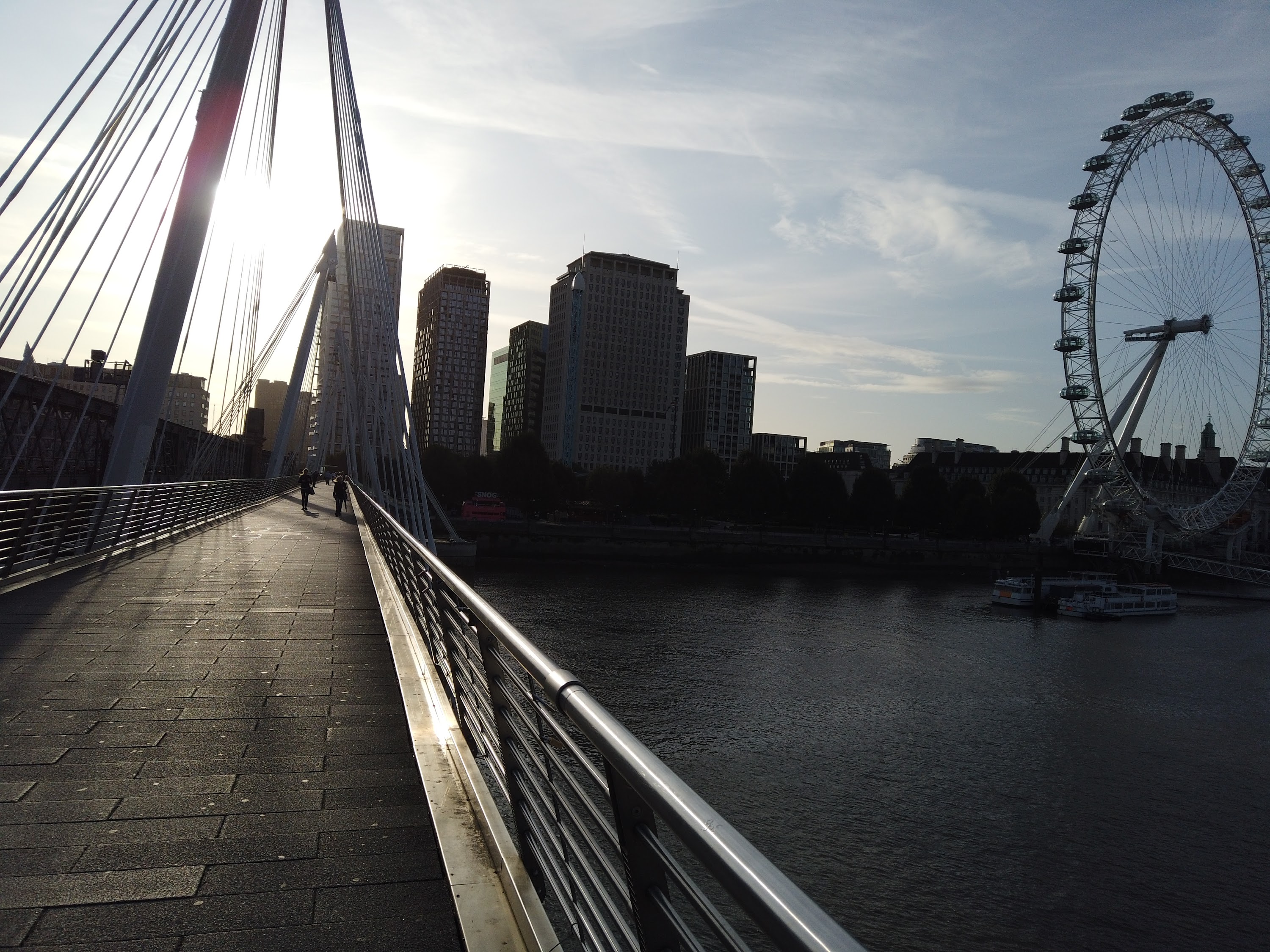 Golden Jubilee Bridge Looking Toward the London Eye at Dusk