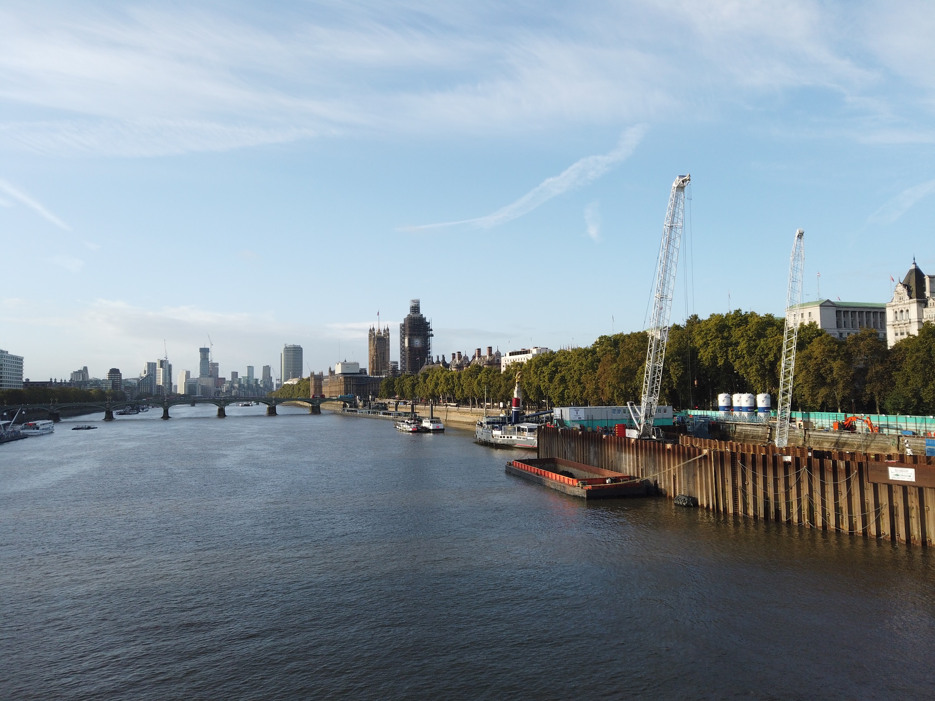 Golden Jubilee Bridge Looking Toward the London Eye at Dusk