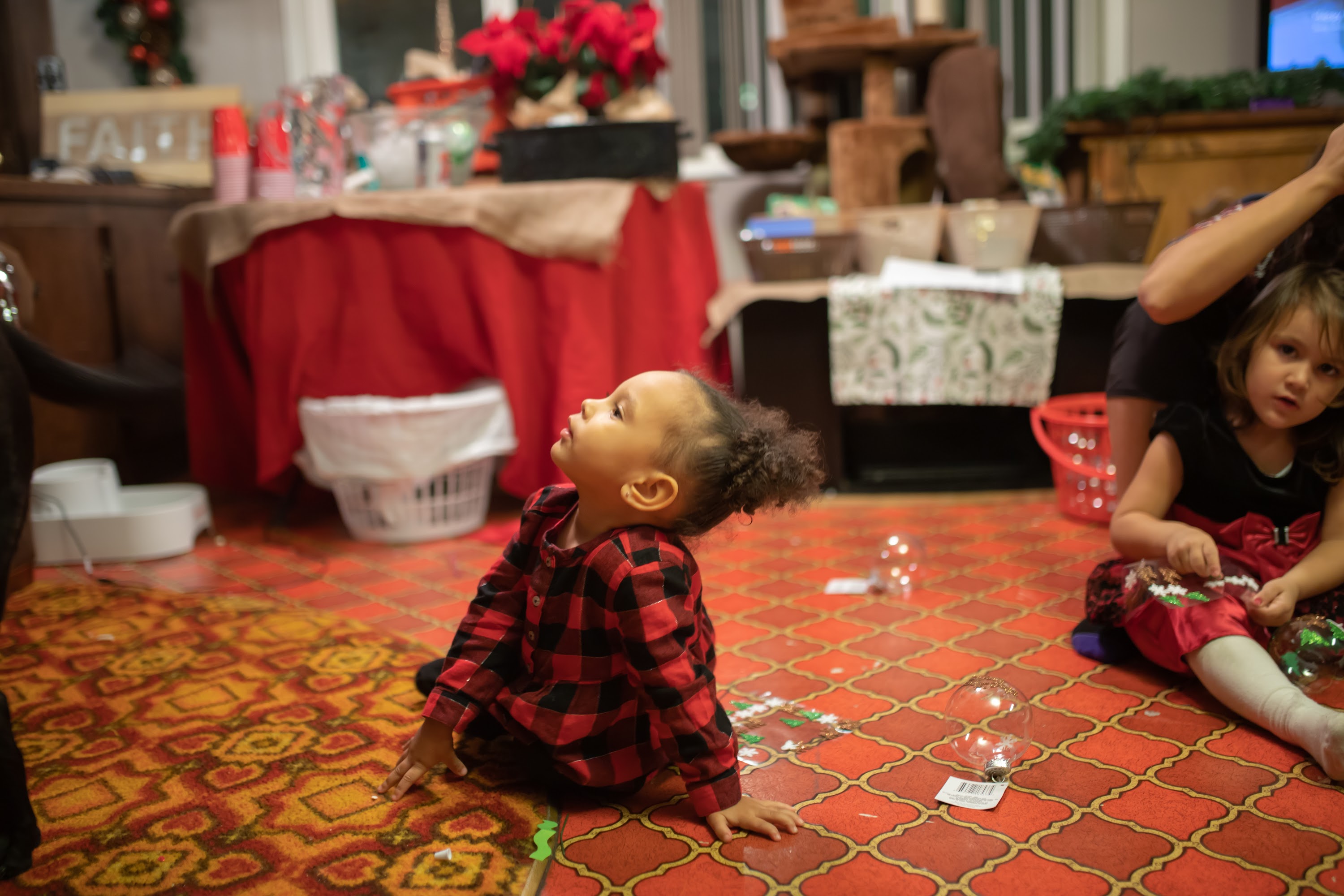 Children Playing with Bubbles During Holiday Gathering