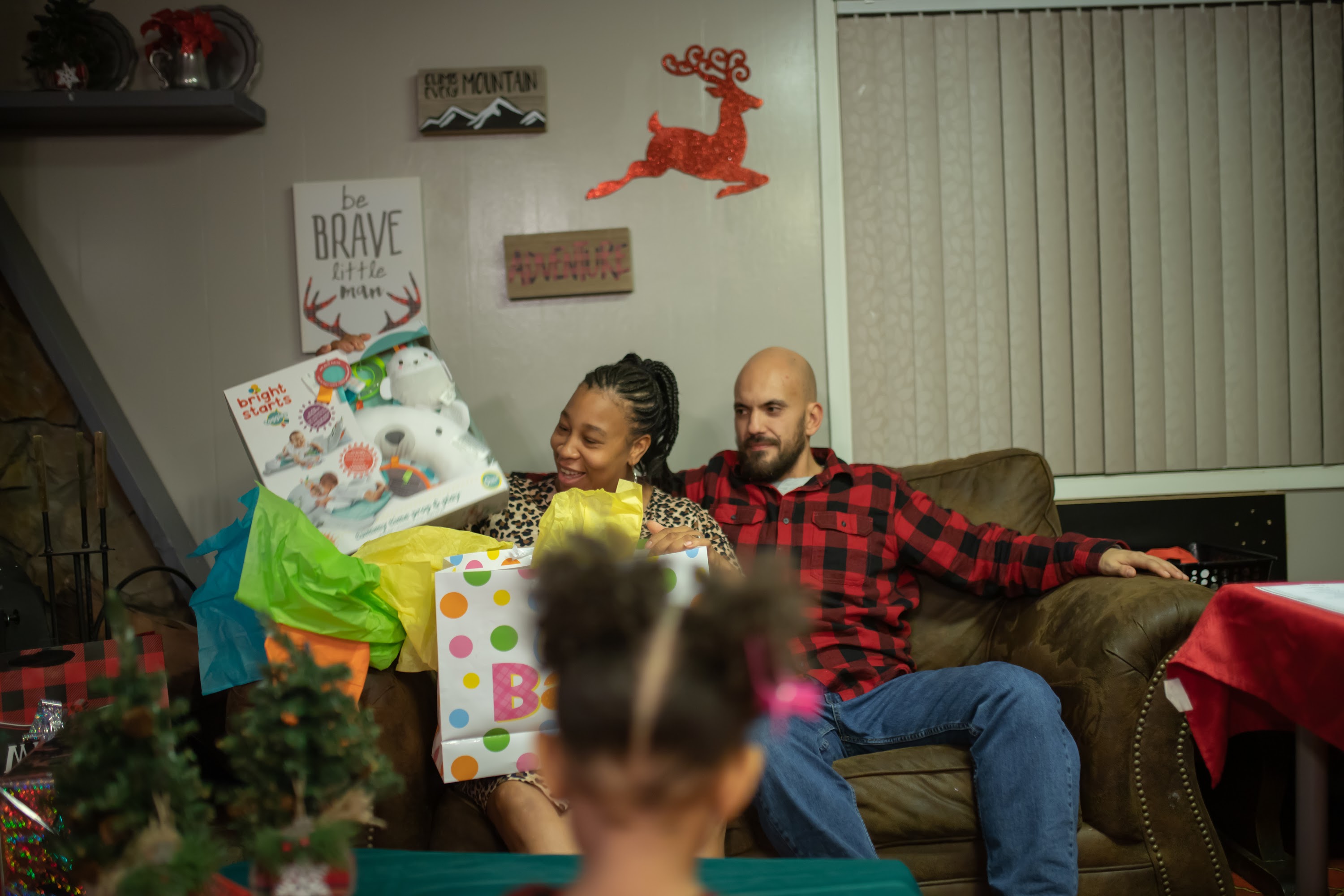 Family Celebrating Christmas at Home