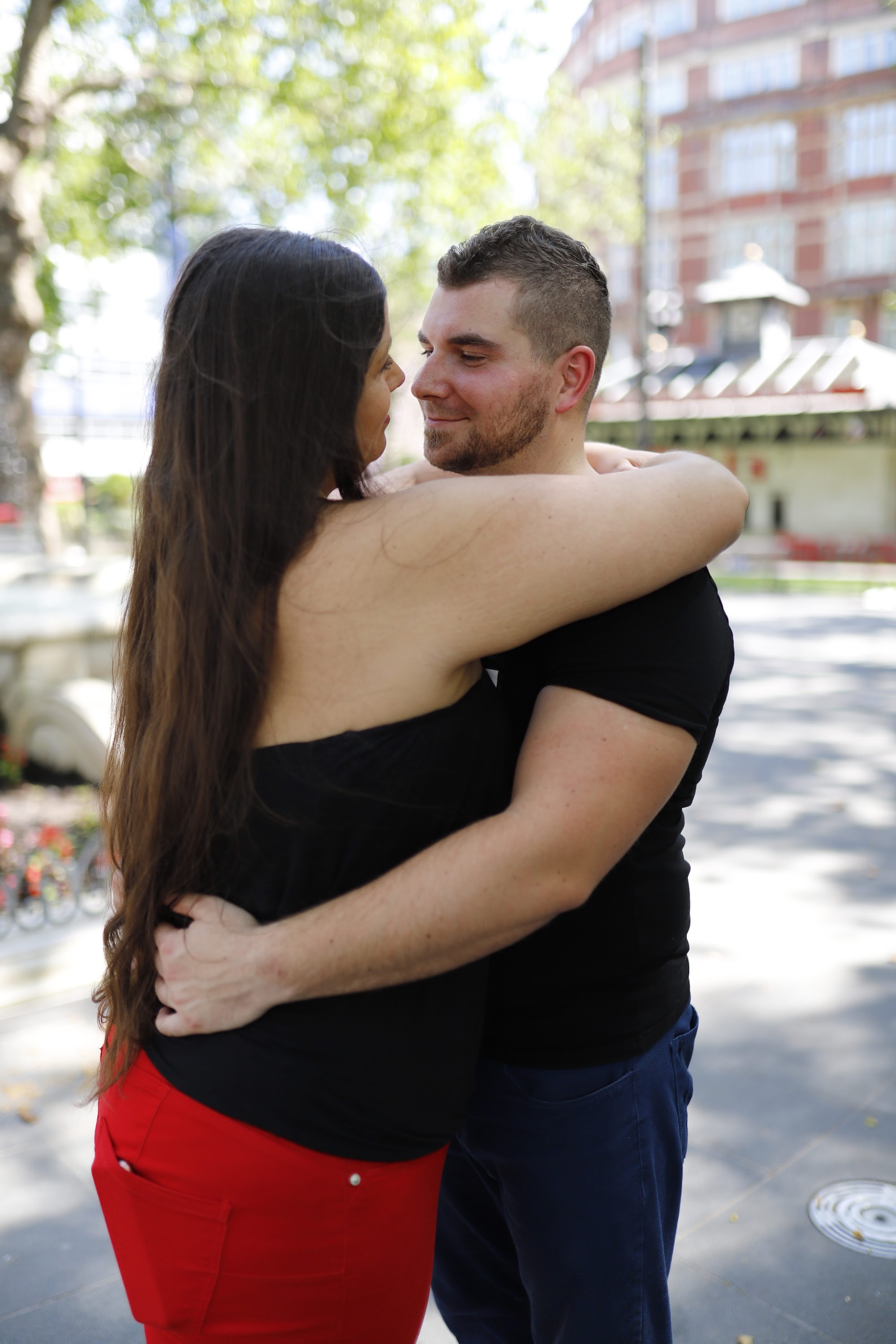 Couple's Kiss on Urban Street