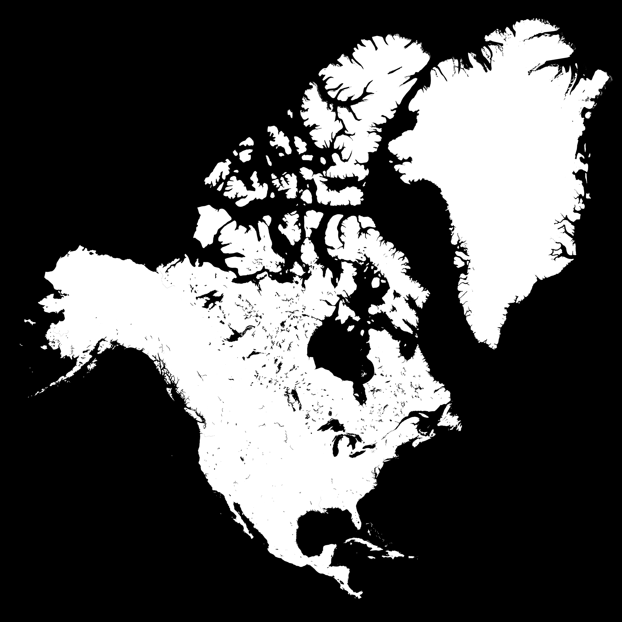 Physical Relief Map of North America and Greenland
