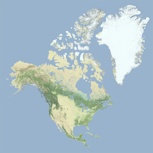 Physical Relief Map of North America and Greenland